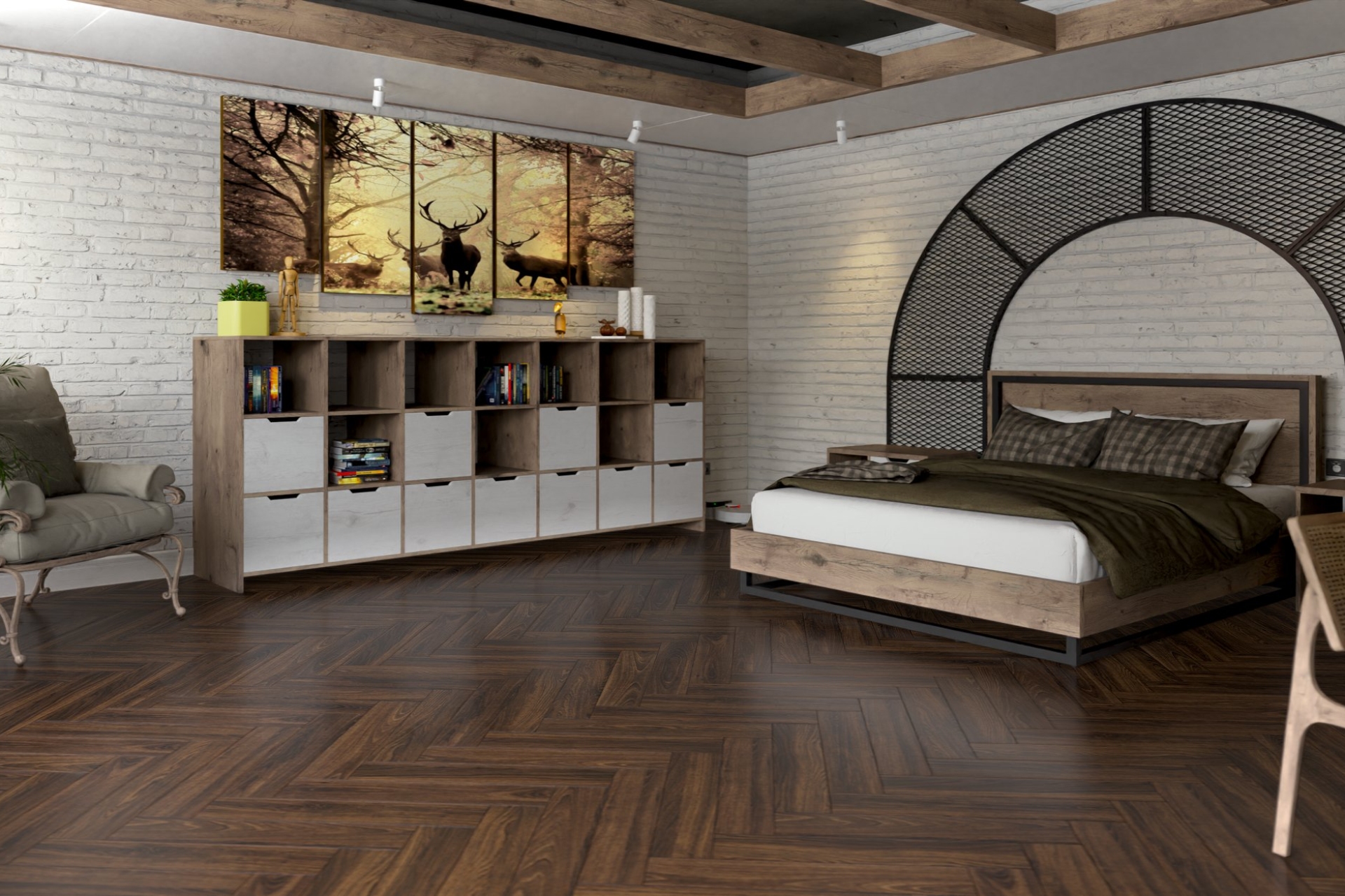 Инженерный паркет «Damy Floor» Каштановый (укладка елочкой) — купить в Казани