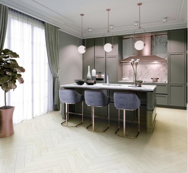 Виниловый ламинат SPC "Cronafloor" Herringbone Дуб Нант (640*128*4,5 мм) — купить в Казани