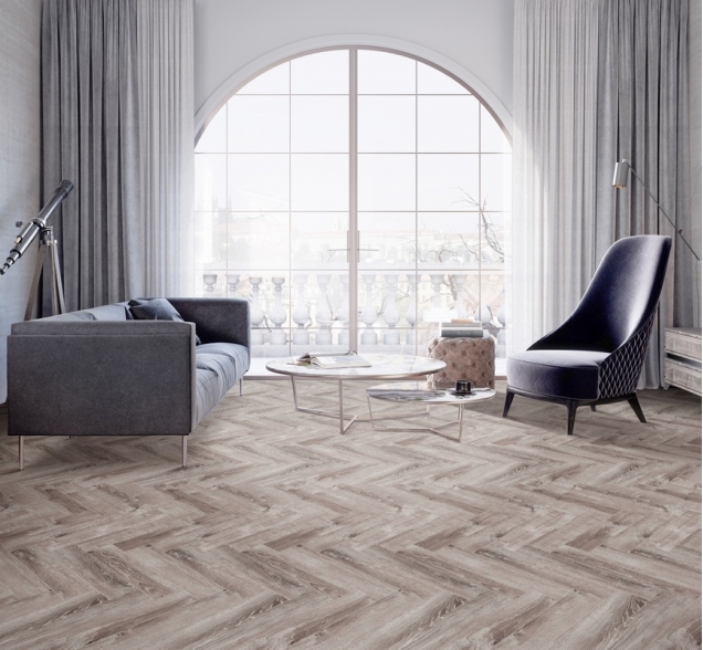 Виниловый ламинат SPC "Cronafloor" Herringbone Дуб Тулон (640*128*4,5 мм) — купить в Казани