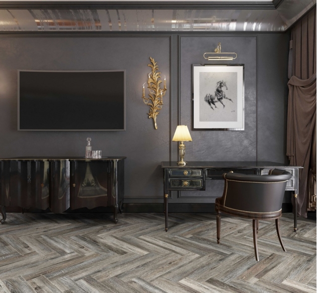 Виниловый ламинат SPC "Cronafloor" Herringbone Дуб Реймс (640*128*4,5 мм) — купить в Казани